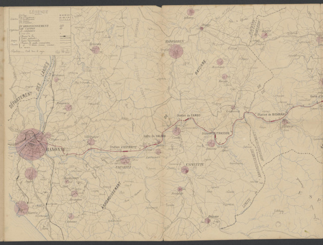 Carte précédente : 1880 - Chemin de fer de Bayonne à St Jean Pied de Port