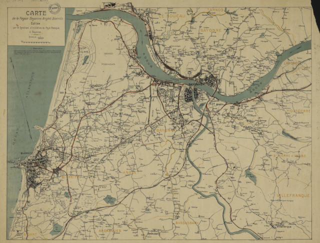 Carte précédente : 1926 - Carte de la région Bayonne Anglet Biarritz